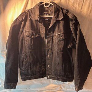 Harley Davidson Biker blues Black Jean Jacket  Sz L  Excellent condition